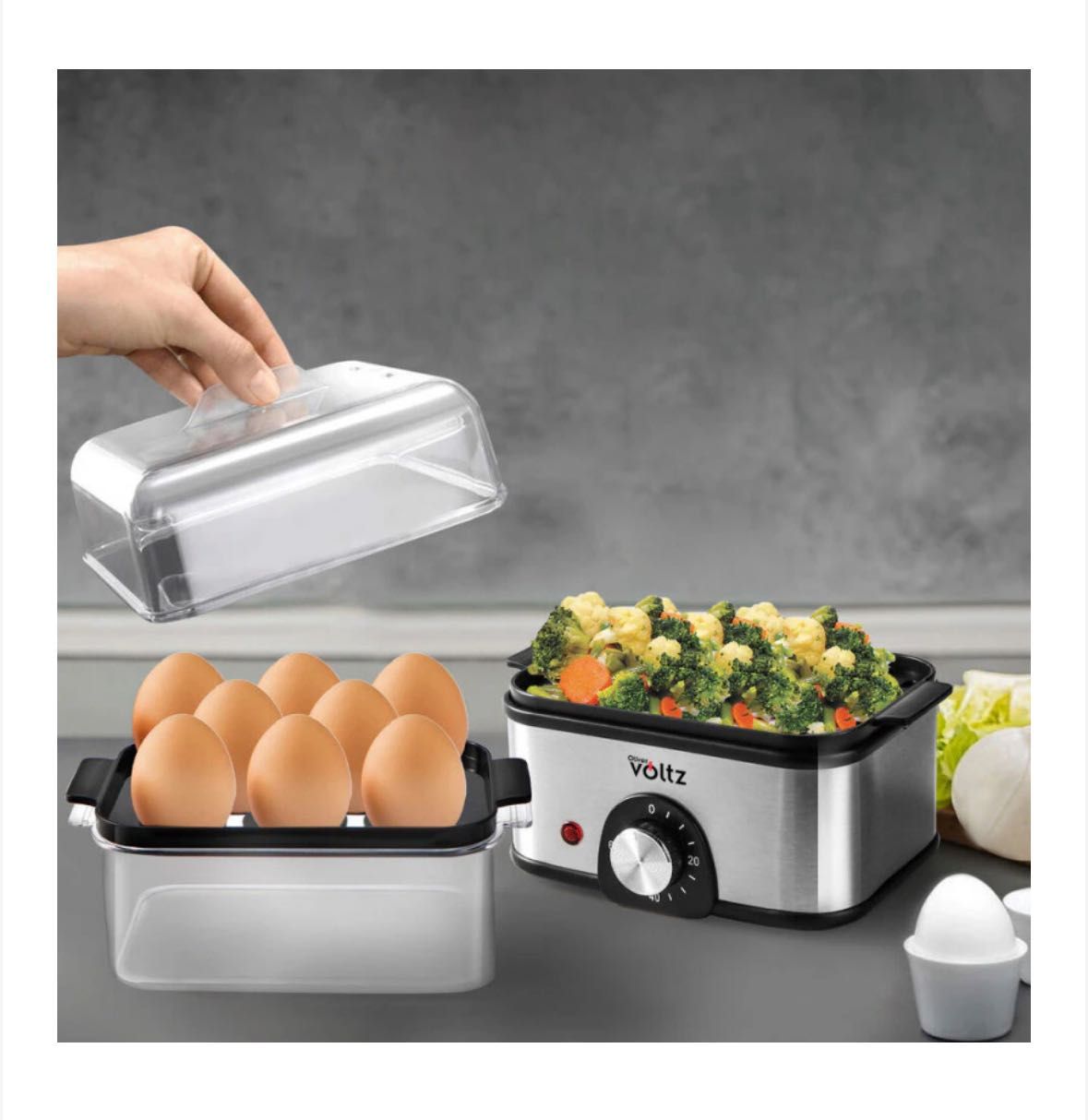 Уред за приготвяне на яйца и зеленчуци Oliver Voltz OV51982B, 400W