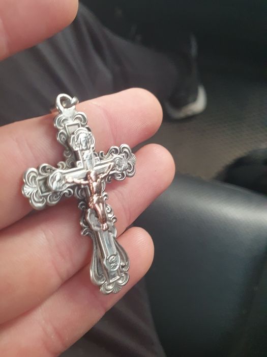 Крестик серебро золото