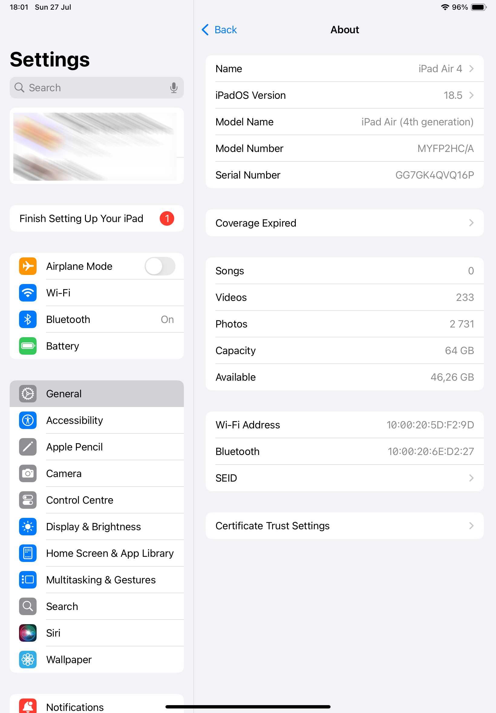 iPad Air 4, 64GB, WiFi, Pink, пълен комплект + клавиатура за таблет