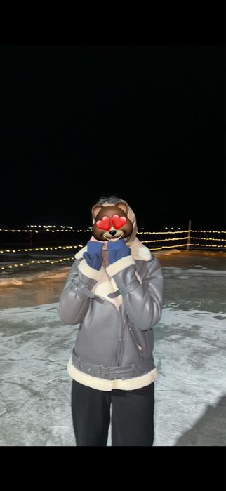 Серая дубленка на зиму