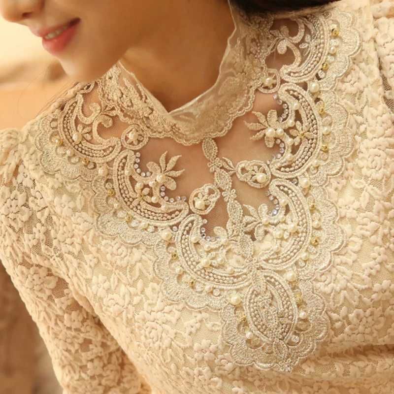 Bluza de dama eleganta din dantela cu perle in doua culori noua