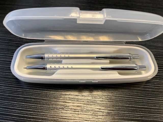 Комплект метални автоматичен молив 0,5мм и химикалка с хромирани части