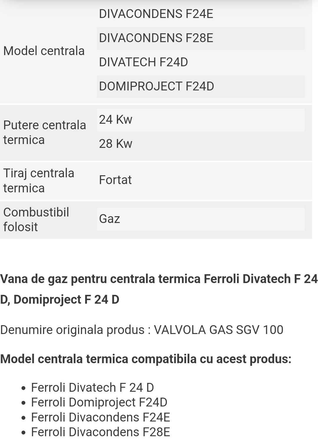 Vana de gaz centrala termica Ferolli