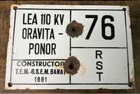 Indicator metal emailat Vintage Oravita-Ponor Banat 1981