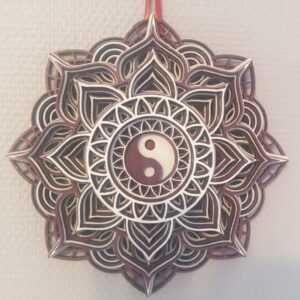 Ornament din lemn Mandala multistrat Yin-Yang