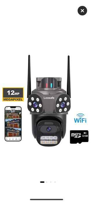 camera exterior tripla Loofsafe, 12 mp, wi fi, detectie miscare