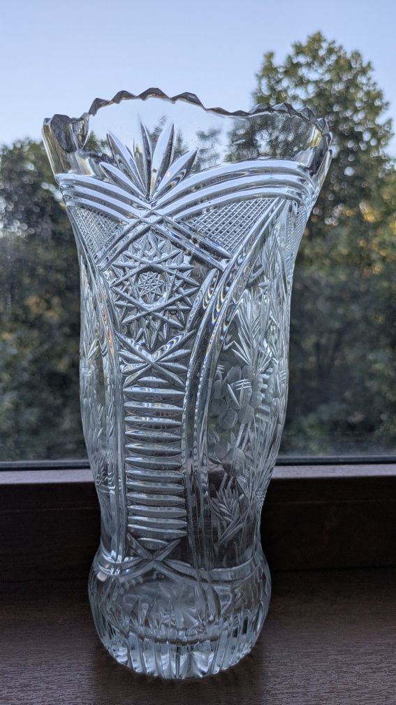 Vaza si bol/fructiera din cristal vintage
