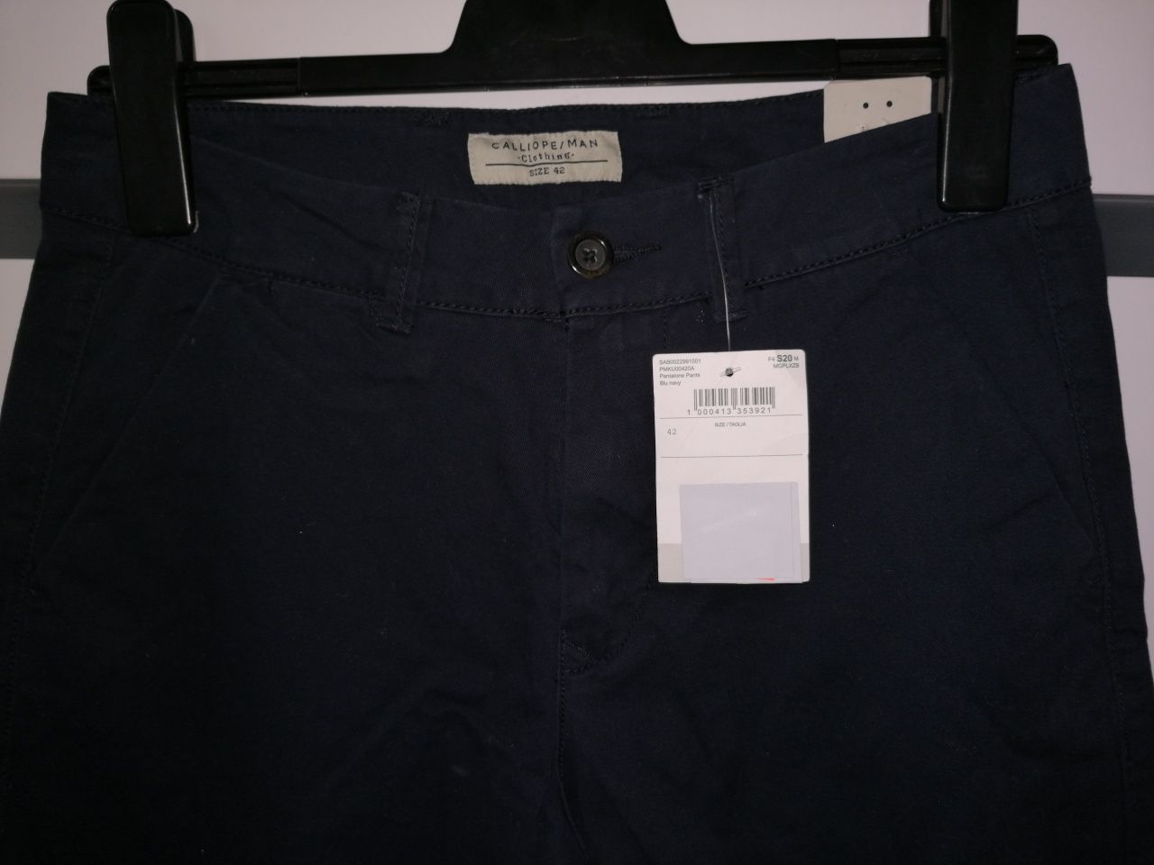 Pantaloni casual, marca Terranova, albastru închis, nou, cu etichetă