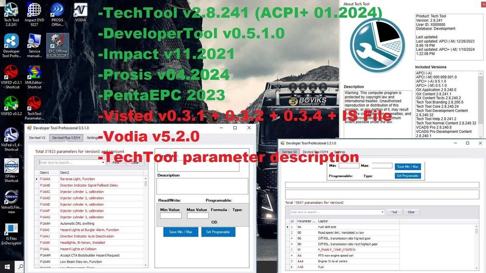Tester Volvo Vocom high quality PTT 2.8.241 Prosis Impact Penta Vodia