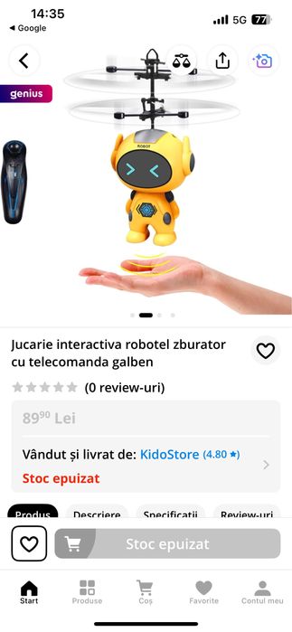 Elicopter zburator interactiv cu telecomanda