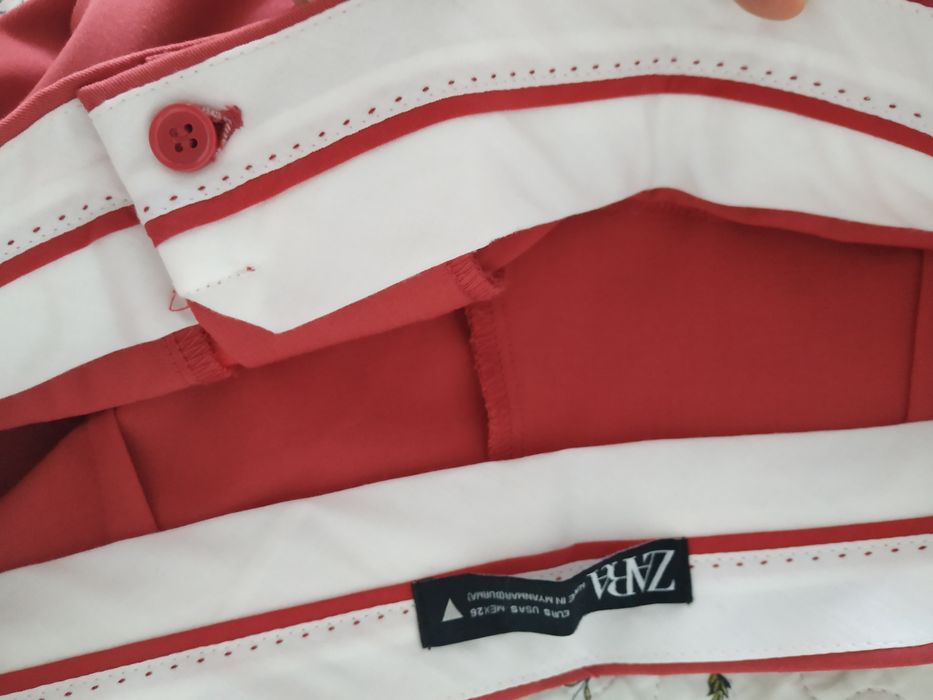 Pantaloni drepti la dunga, roz pudra, S/M