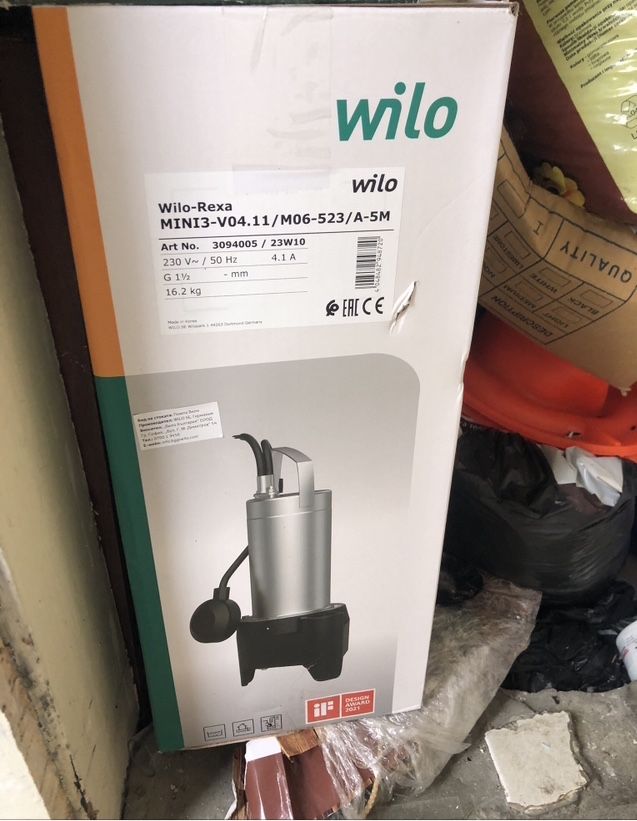 Потопяема помпа Wilo-Rexa MINI 3 V04.11/M06-523/A-5M