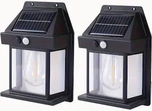 Set 2x Lampa solara de perete cu senzor miscare