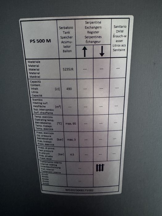Rezervor de acumulare agent termic izolat Puffer 500 l