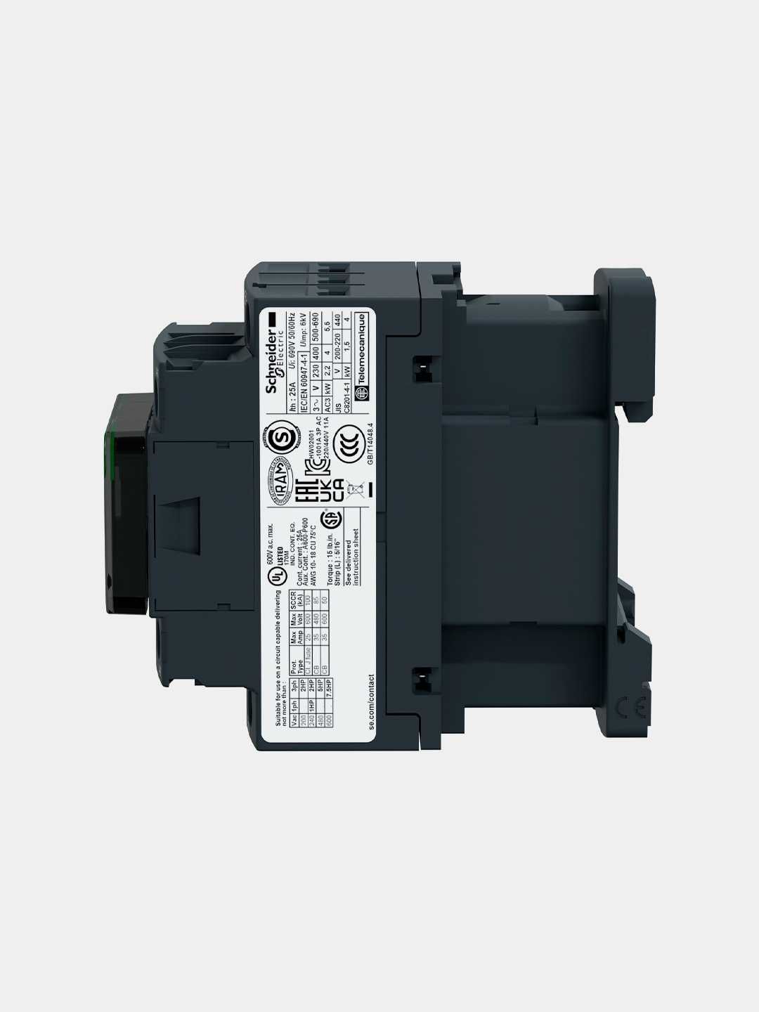 Контактор D 3P, 9А,НО+НЗ,220B,50/60ГЦ