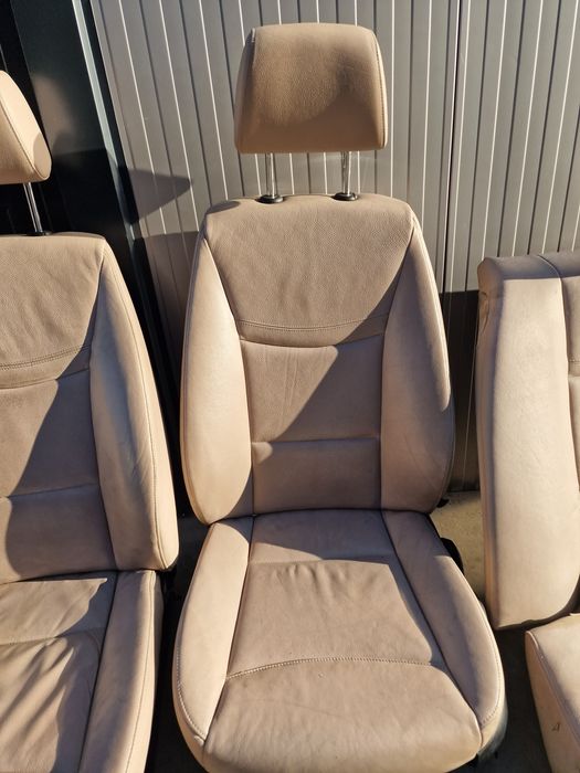 Interior scaune bancheta piele crem oyster cu încălzire bmw e90 uk