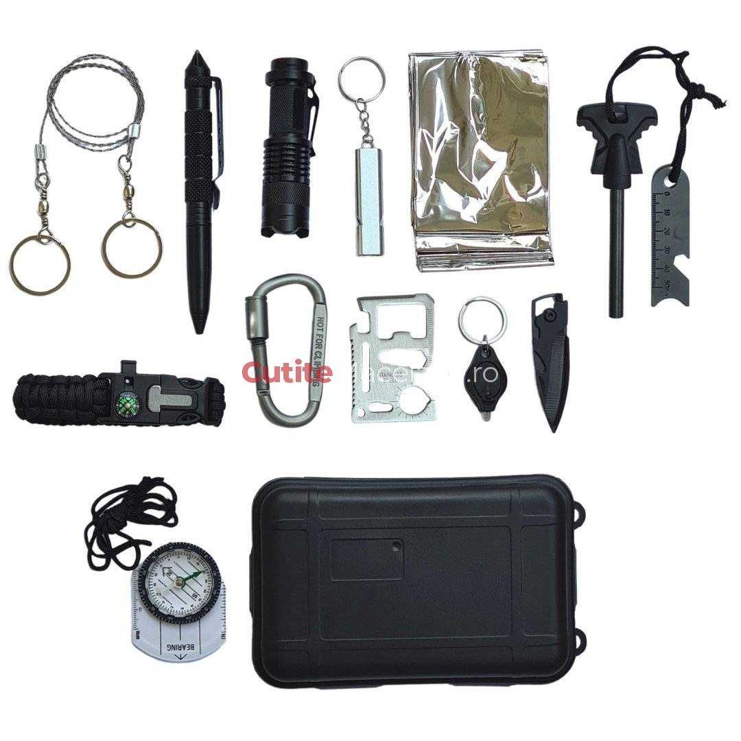 Kit supravietuire tactic, Extreme Survival, 16 in 1, multifunctional