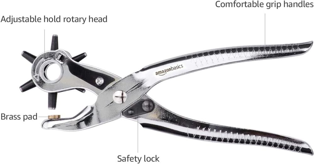 Set de perforatoare din piele Amazon Basics, clește rotativ