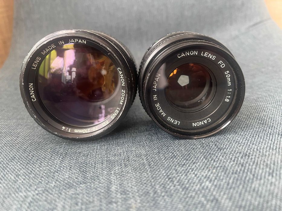 SLR obiective  Canon FD film  50mm f 1,8 ; 70-210mm f4
