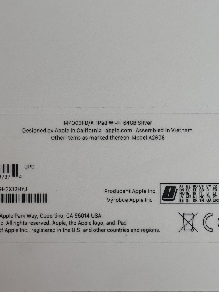 НОВ! Apple iPad 10.9” инча / 64GB / Wi-Fi / Silver / 10th Generation