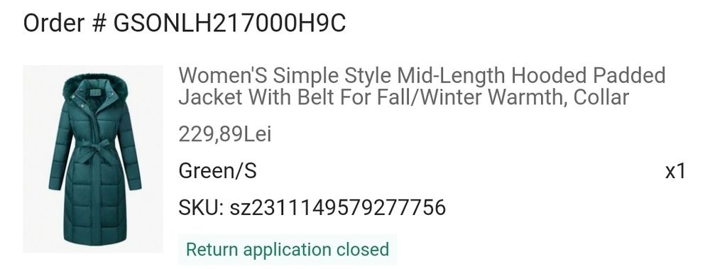 Geacă de iarnă nouă , cu etichetă, călduroasă, lungime medie