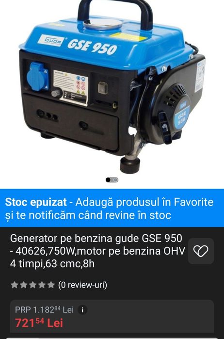 Generator curent pe benzina GSE 950