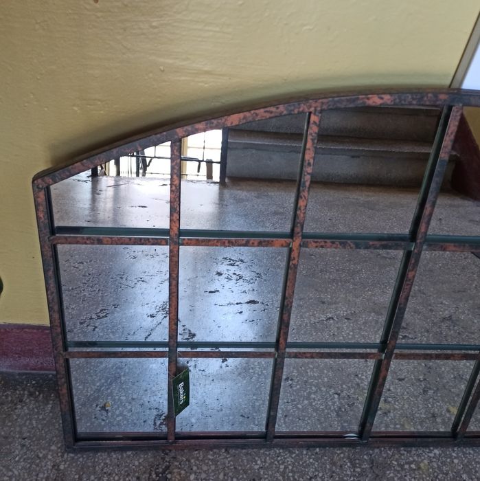 Oglinda de gradina mare, rustica, curba, din metal, 90 x 56 cm. (NOUĂ)