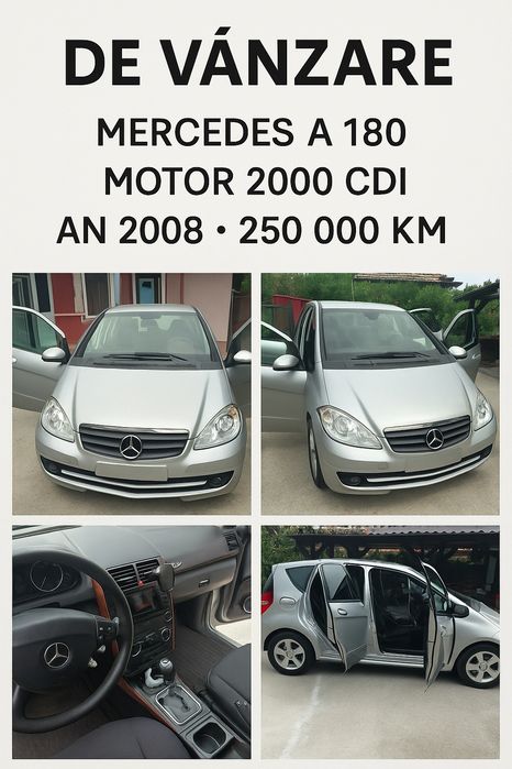Mercedes A-Class 180 CDI, Automată, 2008 – Preț Fix 3.000 €