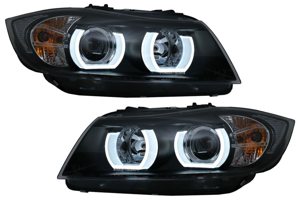 Faruri Halogen U-Led 3D Dual Halo Rims compatibil cu BMW Seria 3 E90 L