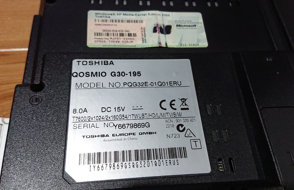 Ноут/TV Toshiba Qosmio G30-195 2Gb 2x160Gb c нерабочим блоком питания