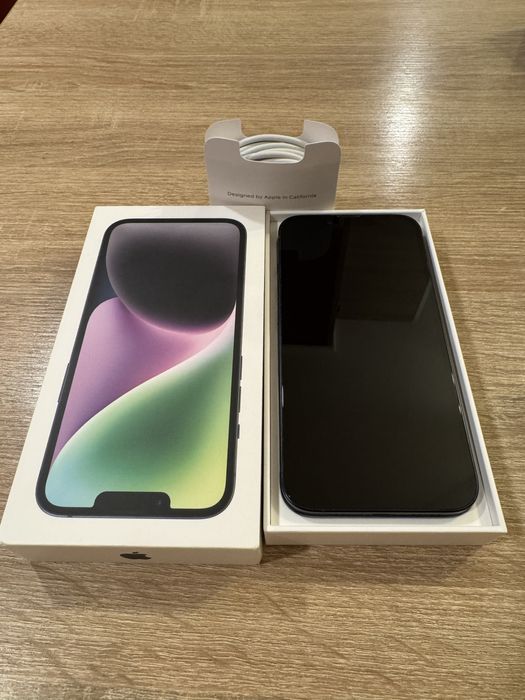 iPhone 14 full box IMPECABIL 128gb + CADOU 22 huse si folii NOI