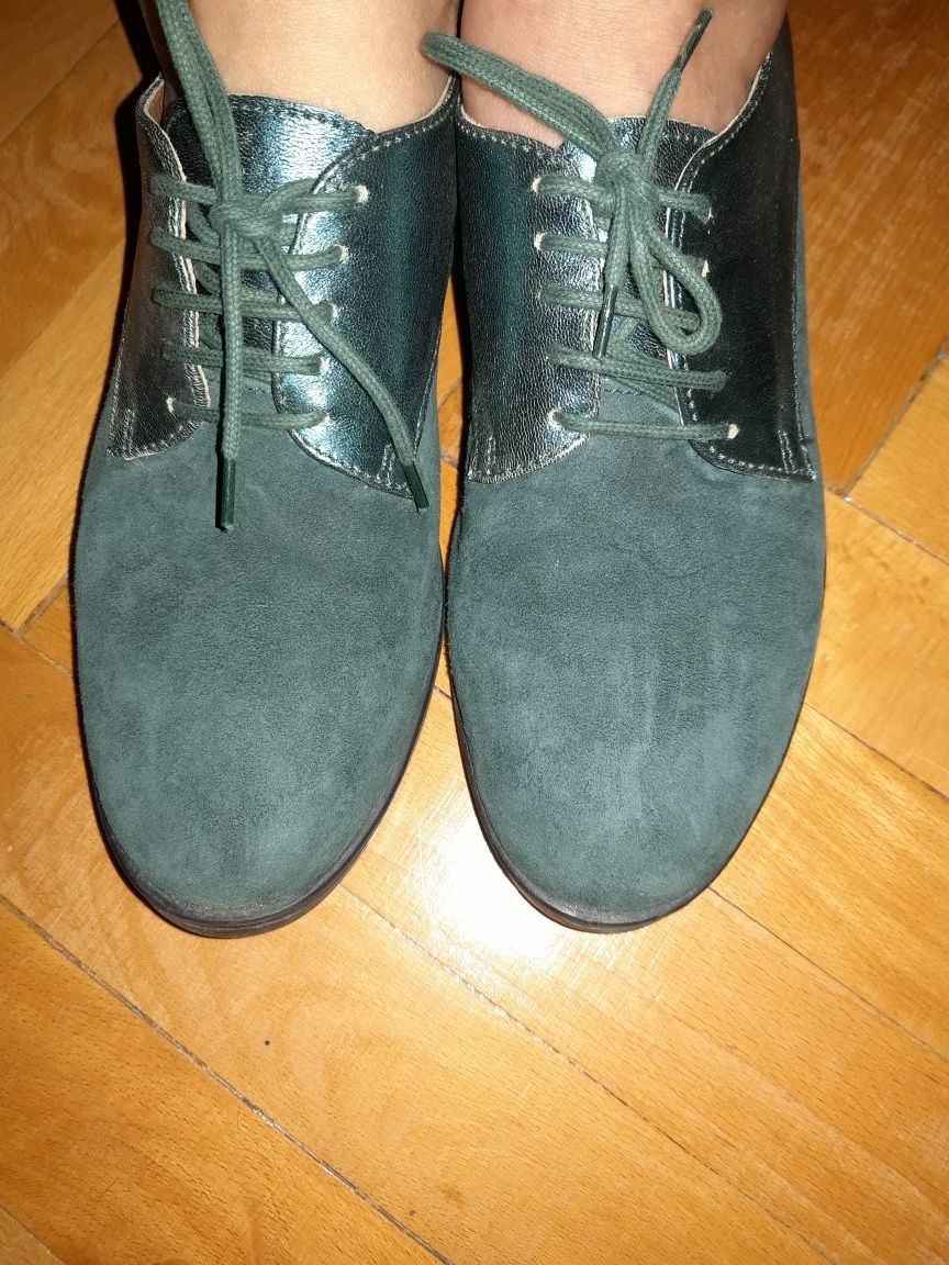 Pantofi verzi piele