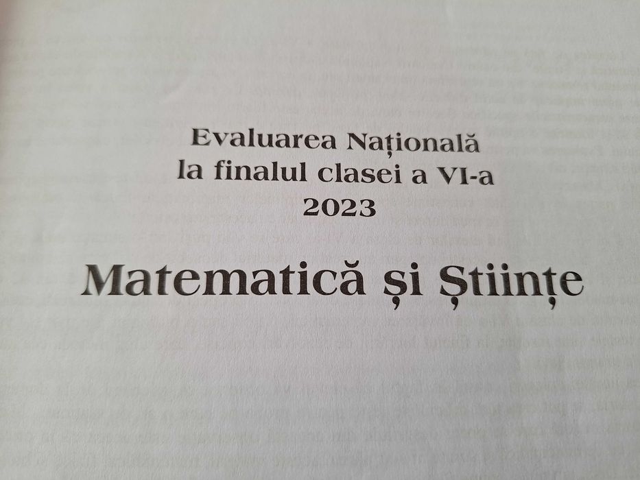 Evaluarea Națională 2023 la finalul clasei a 6-a - Matemati și Științe