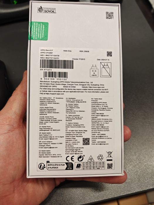 Vand Oppo Reno 12 F, nou, garanție 24 luni. 8Gb, 256Gb