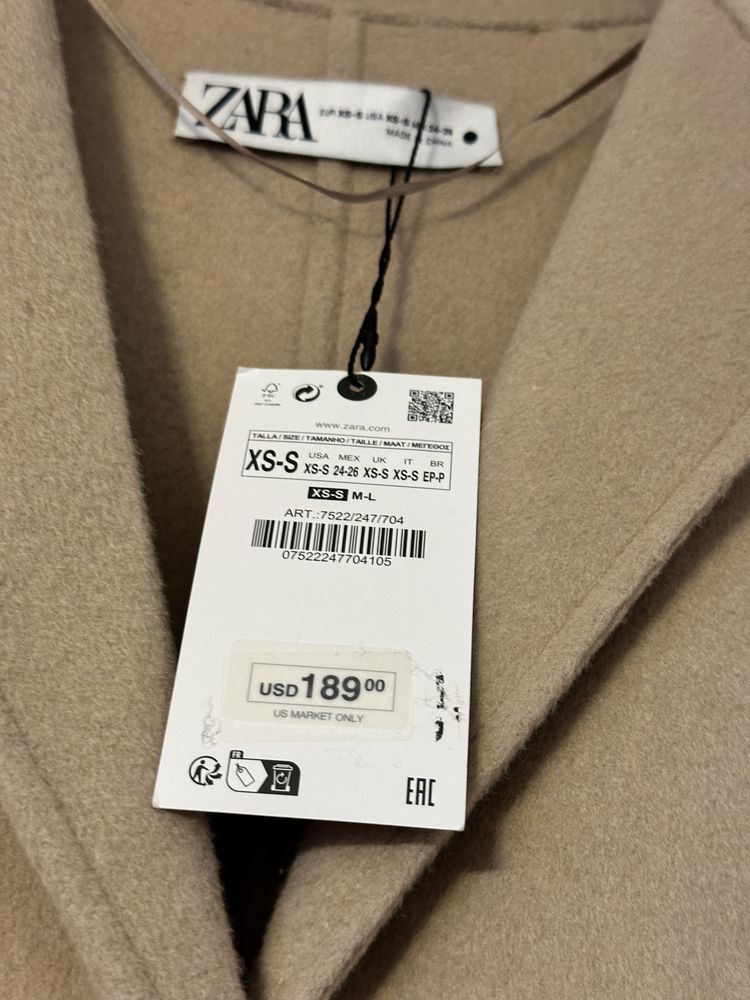 Palton continut ridicat de lana Zara XS-S oversize