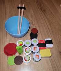 Jucarii lemn noi -  set sushi lemn/mixer lemn/ ustensile lemn