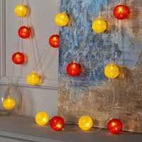 Гирлянда шарики - длина 5 метров "Клубки красно-золотистые", 20 LED
