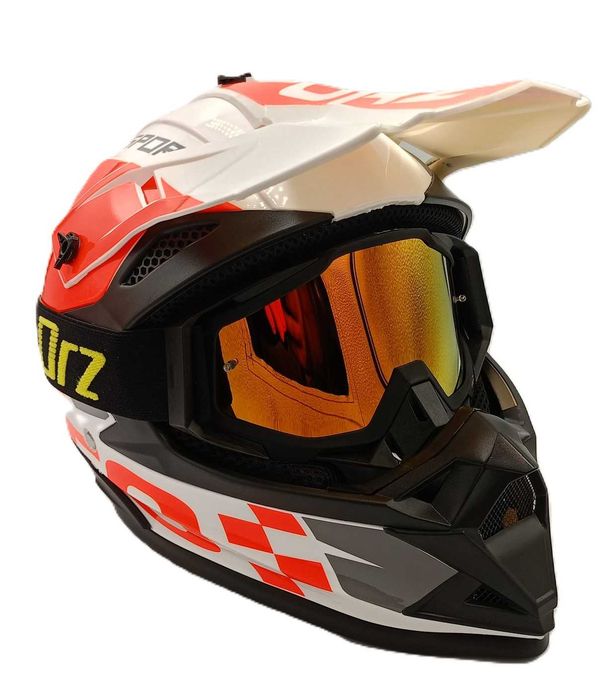 Комплект кросова каска очила и ръкавици