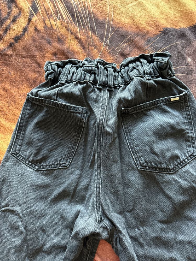 Zara черни дънки с ластик и широк крачол