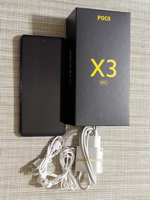 Poco X3 NFC, в отлично състояние, с калъф, зарядно, кабел, слушалки