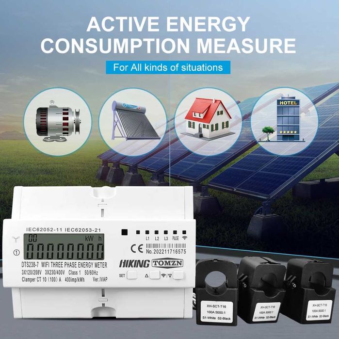 100A TUYA WIFI трифазен двупосочен електромер