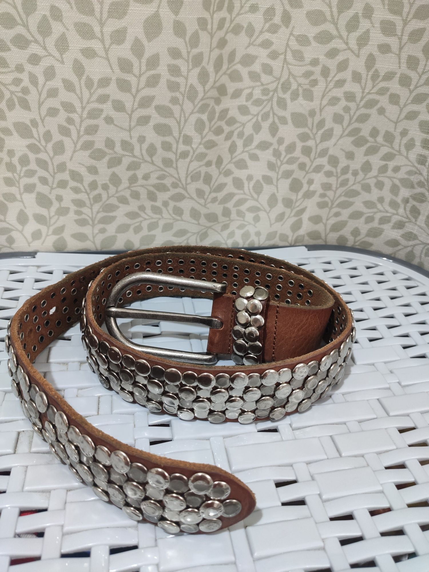 Curea Cowboy din piele naturala cu ținte 100x4cm