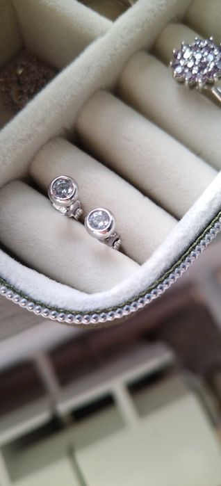 Златен медальон с диамант 14к Златни обеци 14к