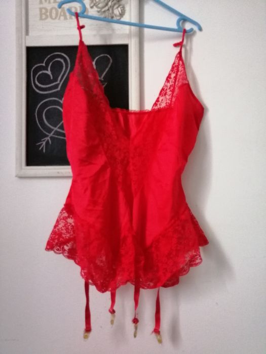 Bluza sexy costum rosu lenjerie din dantela dama marimea M 38