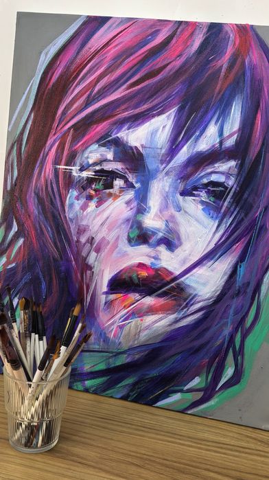 Портрет девушки. 50-40 см. Холст, акрил