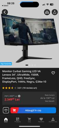 Monitor Curbat Gaming Lenovo 34”