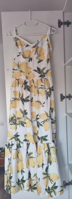 Rochie lunga cu imprimeu de lamai