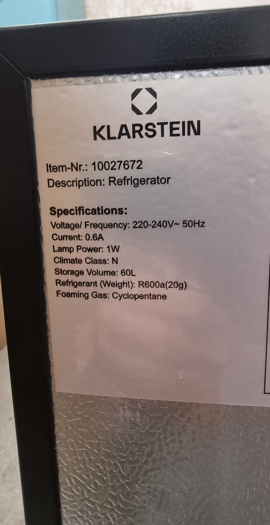 Refrigerator Klarstein 60L