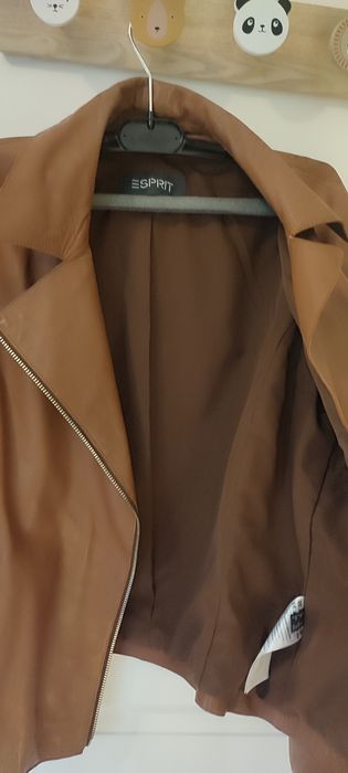 Gecuta din piele naturala extrafină, maro camel, model deosebit, Espri