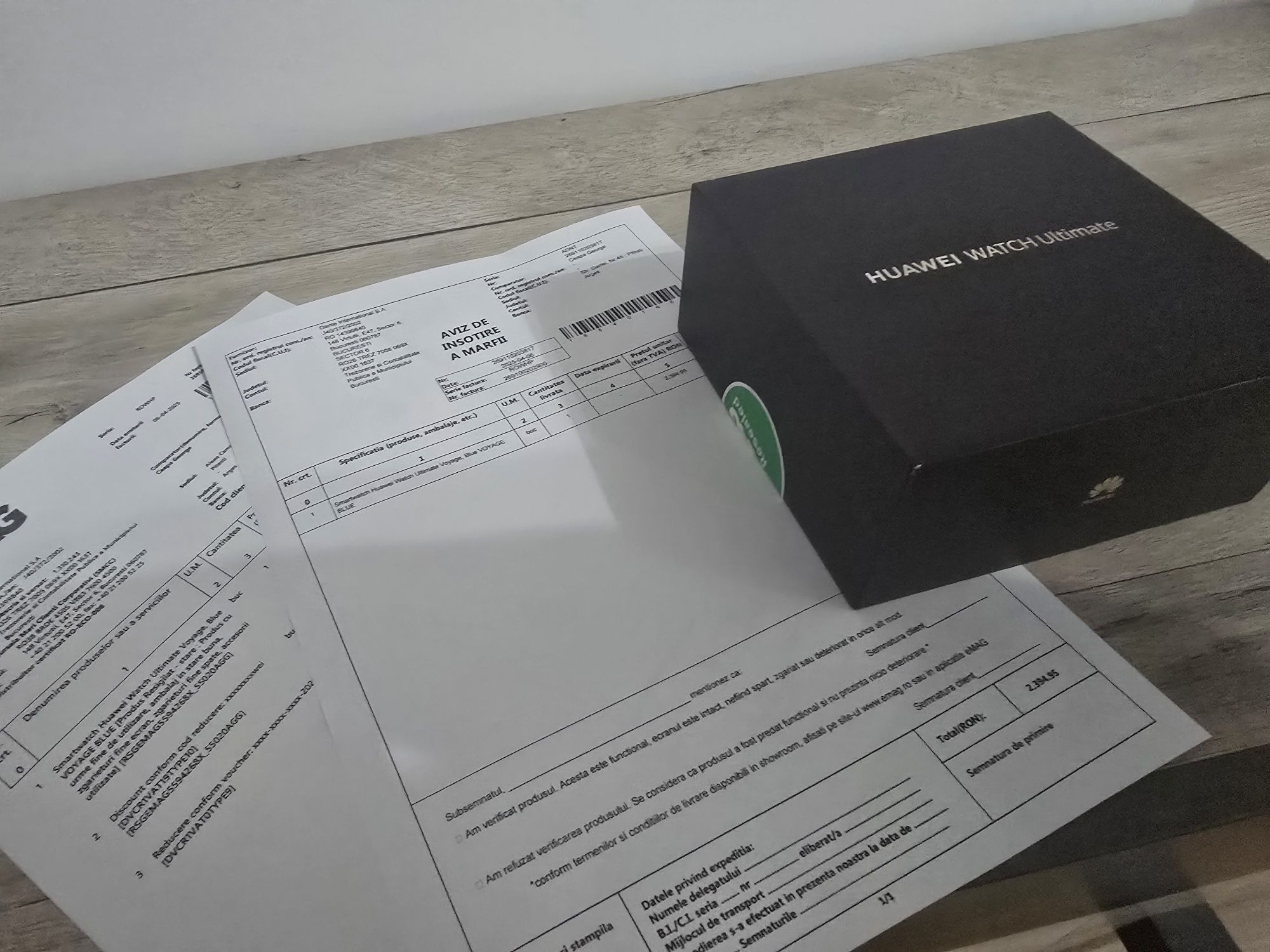 Huawei Watch Ultimate Voyage Blue , Factura si Garantie eMag